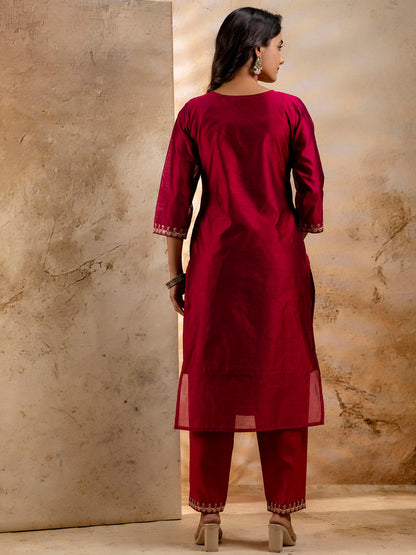 Women Kurta and Pant Sets Chanderi Silk Blend - FitVibe Fashion