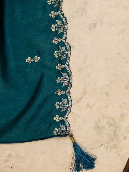 Women's Embroidered Silk Blend Kurta Pant Sets With Dupatta - FitVibe Fashion