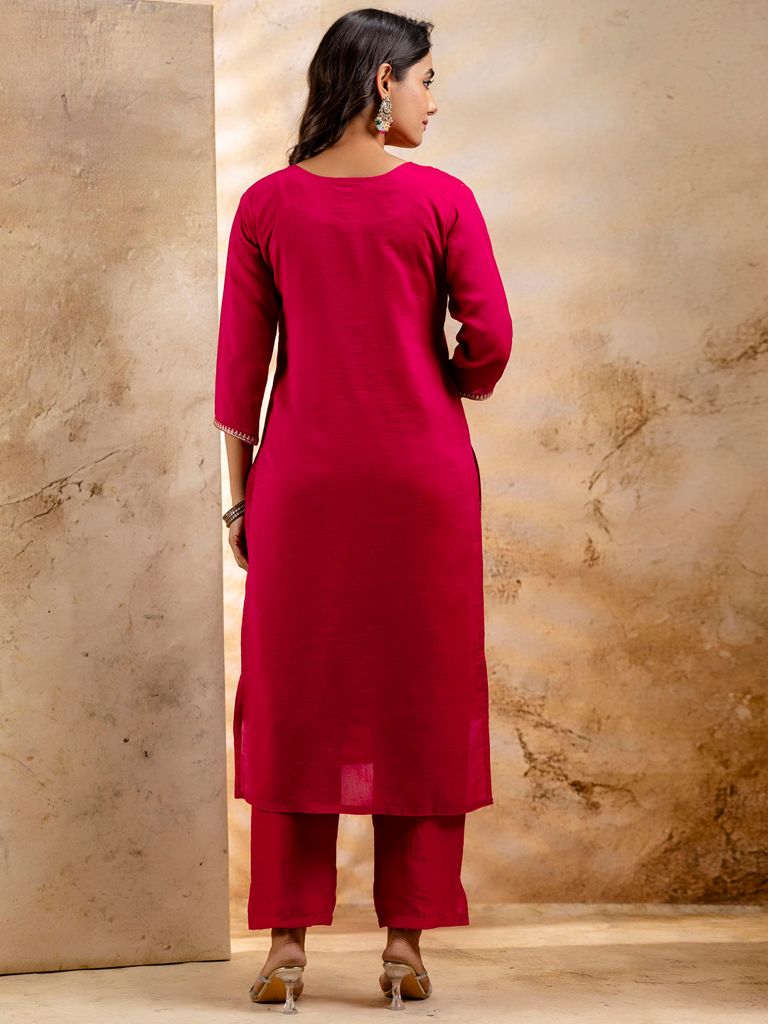 Women's Embroidered Silk Blend Kurta Pant Sets With Dupatta - FitVibe Fashion