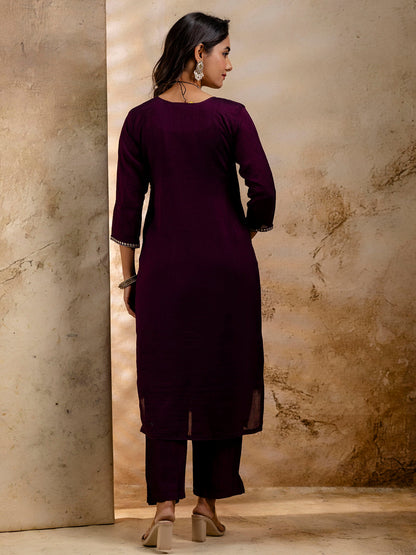 Women's Embroidered Silk Blend Kurta Pant Sets With Dupatta - FitVibe Fashion