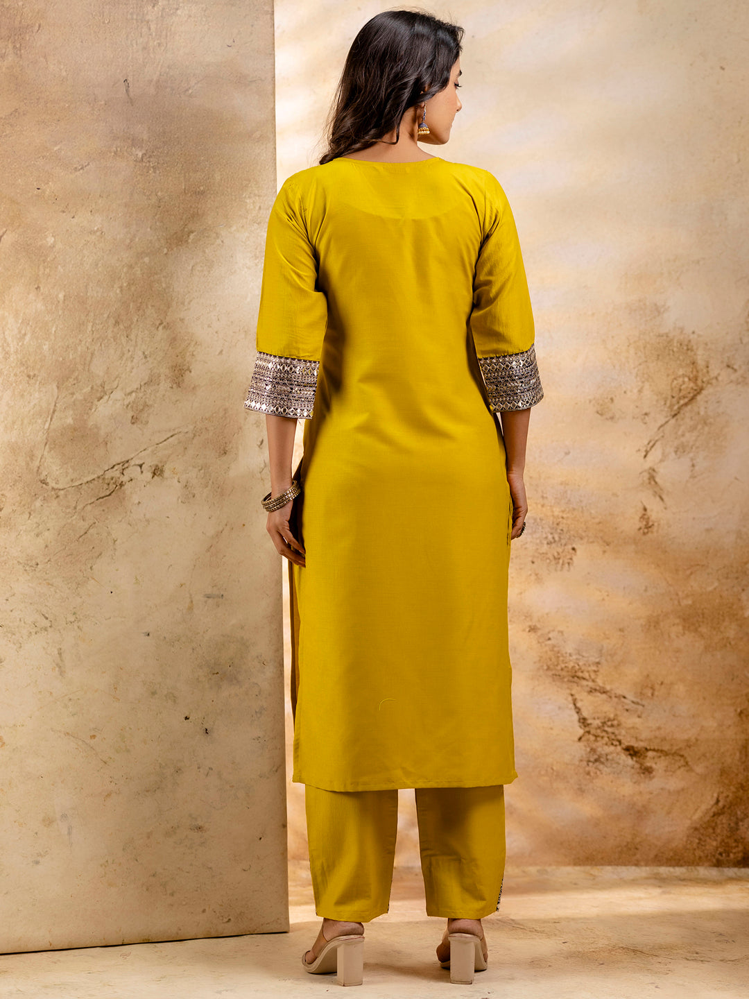 Women's Embroidered Viscose Rayon Calf Length Straight Kurta Trouser with Dupatta Set - FitVibe Fashion