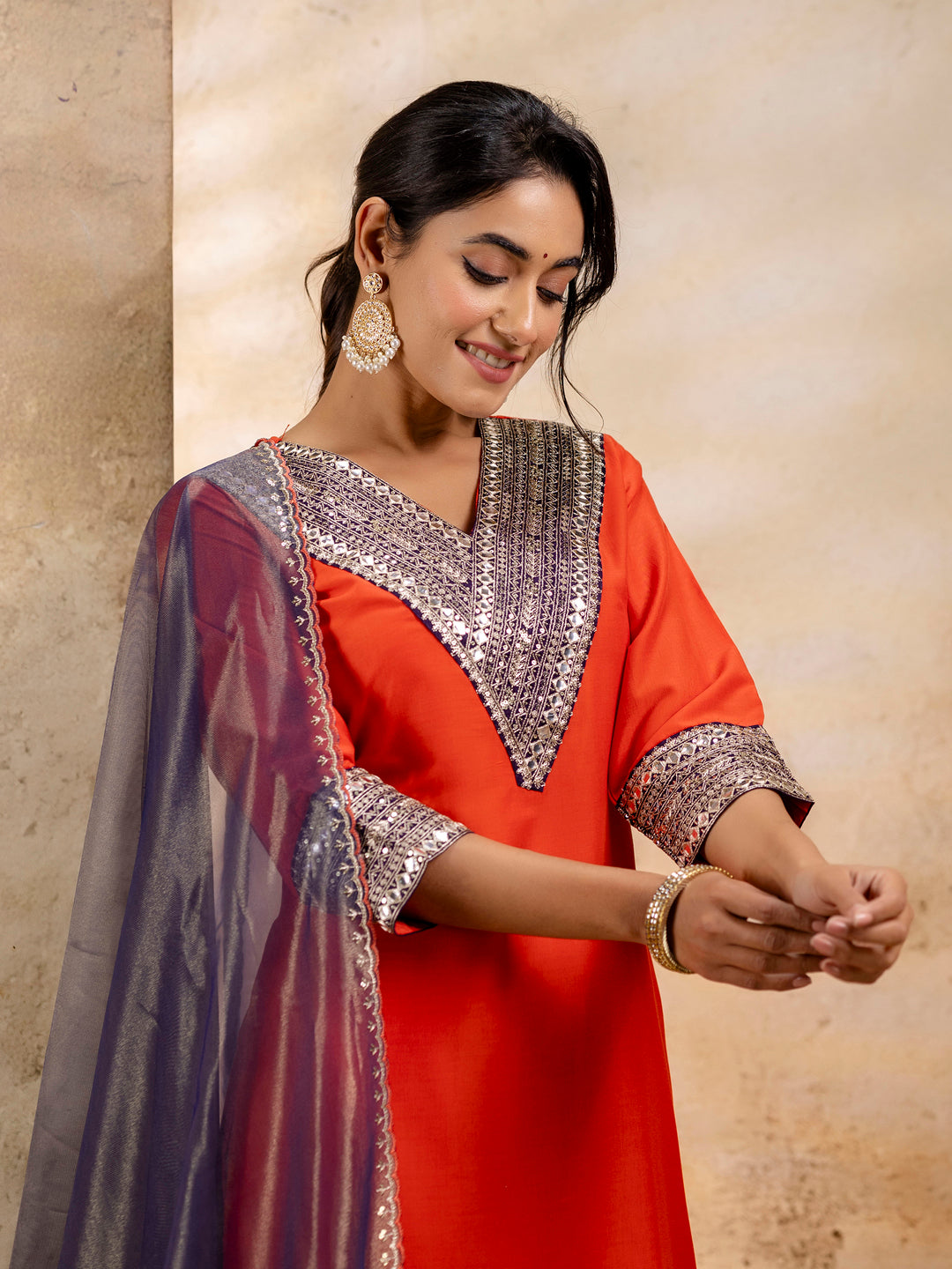 Women's Embroidered Viscose Rayon Calf Length Straight Kurta Trouser with Dupatta Set - FitVibe Fashion