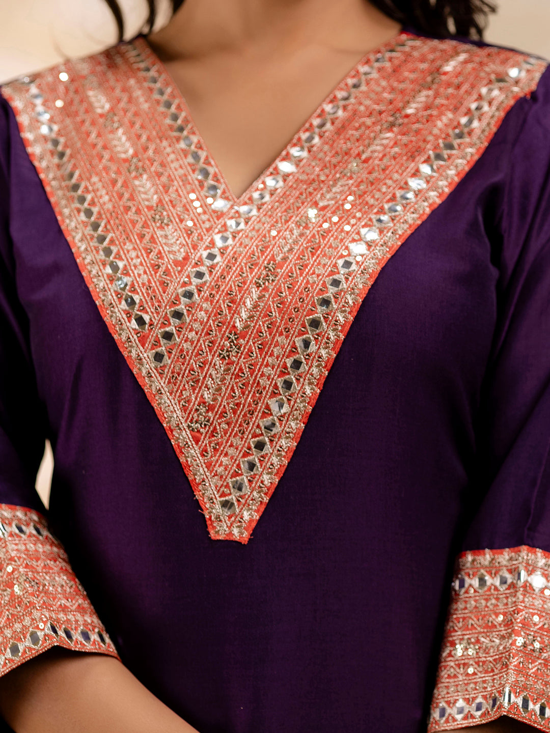 Women's Embroidered Viscose Rayon Calf Length Straight Kurta Trouser with Dupatta Set - FitVibe Fashion