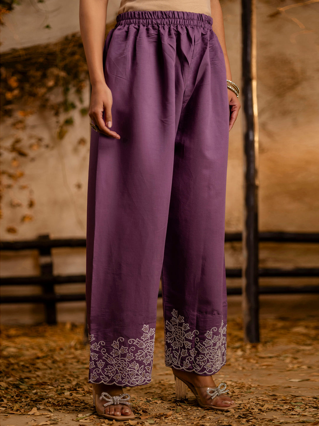 Women's Embroidered Silk Blend Calf Length Straight Kurta Trouser with Dupatta Set - FitVibe Fashion