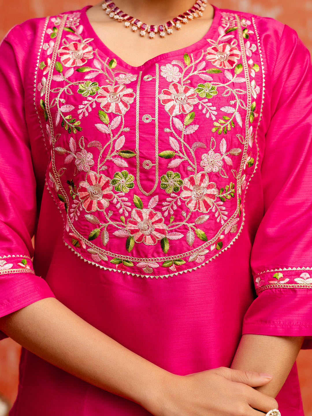 Women Silk Blend Kurta Pant Dupatta Set - FitVibe Fashion