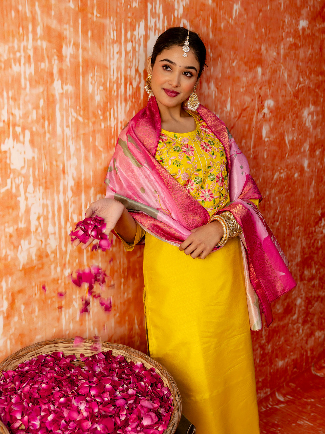 Women Silk Blend Kurta Pant Dupatta Set - FitVibe Fashion