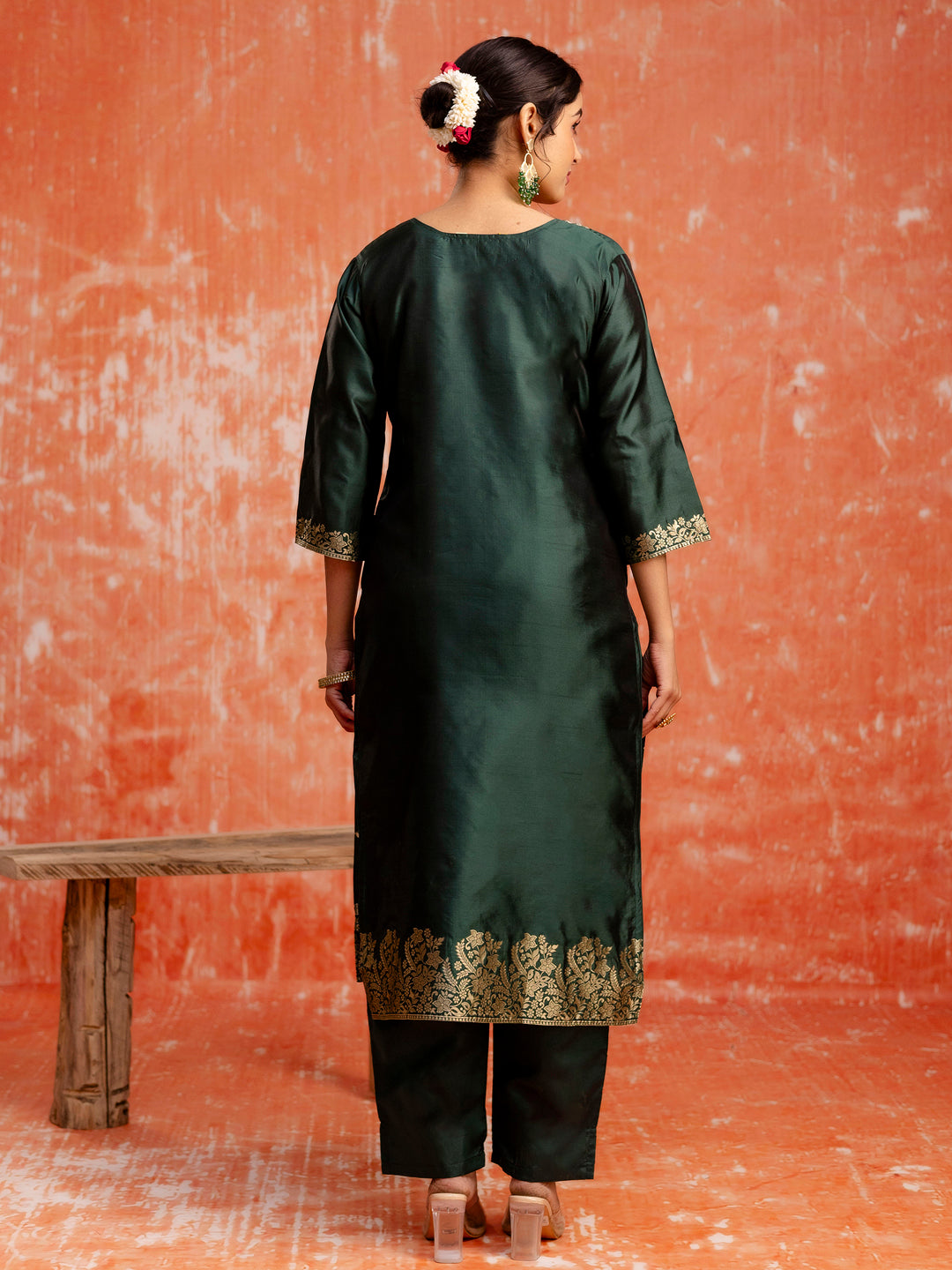 Women Silk Blend Kurta Pant Dupatta Set - FitVibe Fashion