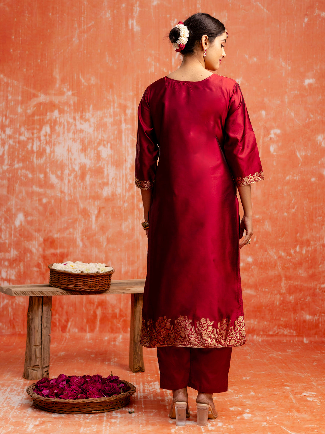 Women Silk Blend Kurta Pant Dupatta Set - FitVibe Fashion