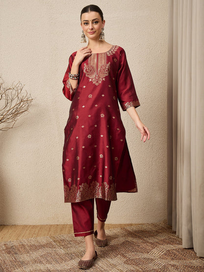 Divyaa Elegant Cotton Silk Kurta Set with Zari Work Ready to Wear Ethnic Outfit for Women - FitVibe Fashion