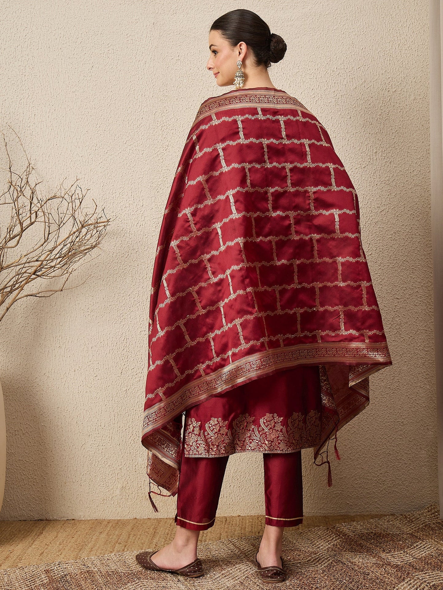 Divyaa Elegant Cotton Silk Kurta Set with Zari Work Ready to Wear Ethnic Outfit for Women - FitVibe Fashion