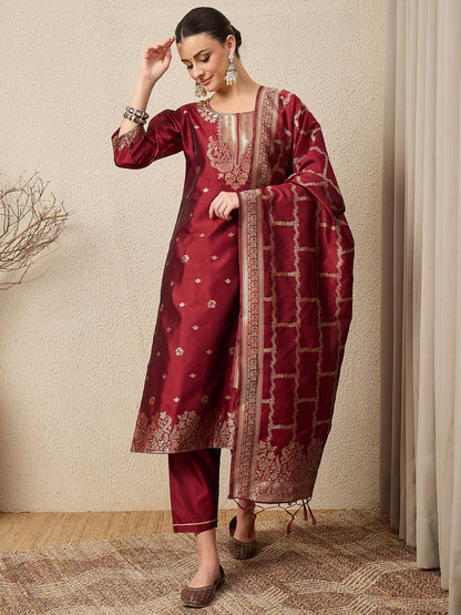 Divyaa Elegant Cotton Silk Kurta Set with Zari Work Ready to Wear Ethnic Outfit for Women - FitVibe Fashion