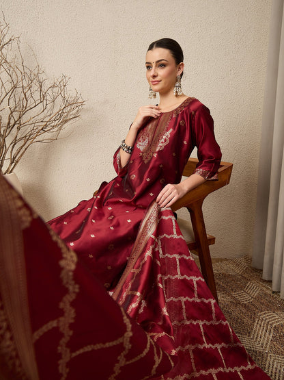 Divyaa Elegant Cotton Silk Kurta Set with Zari Work Ready to Wear Ethnic Outfit for Women - FitVibe Fashion