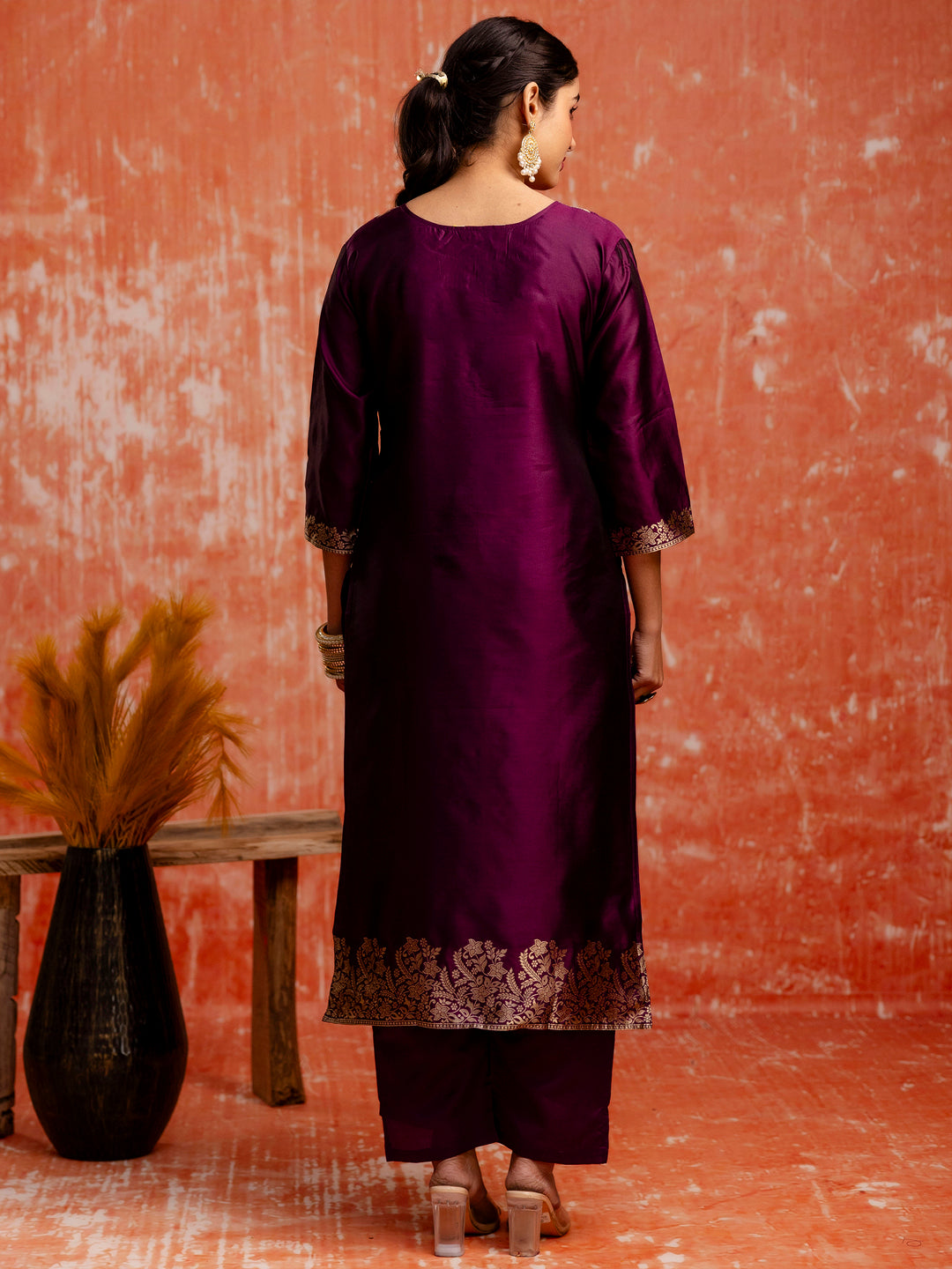 Women Silk Blend Kurta Pant Dupatta Set - FitVibe Fashion