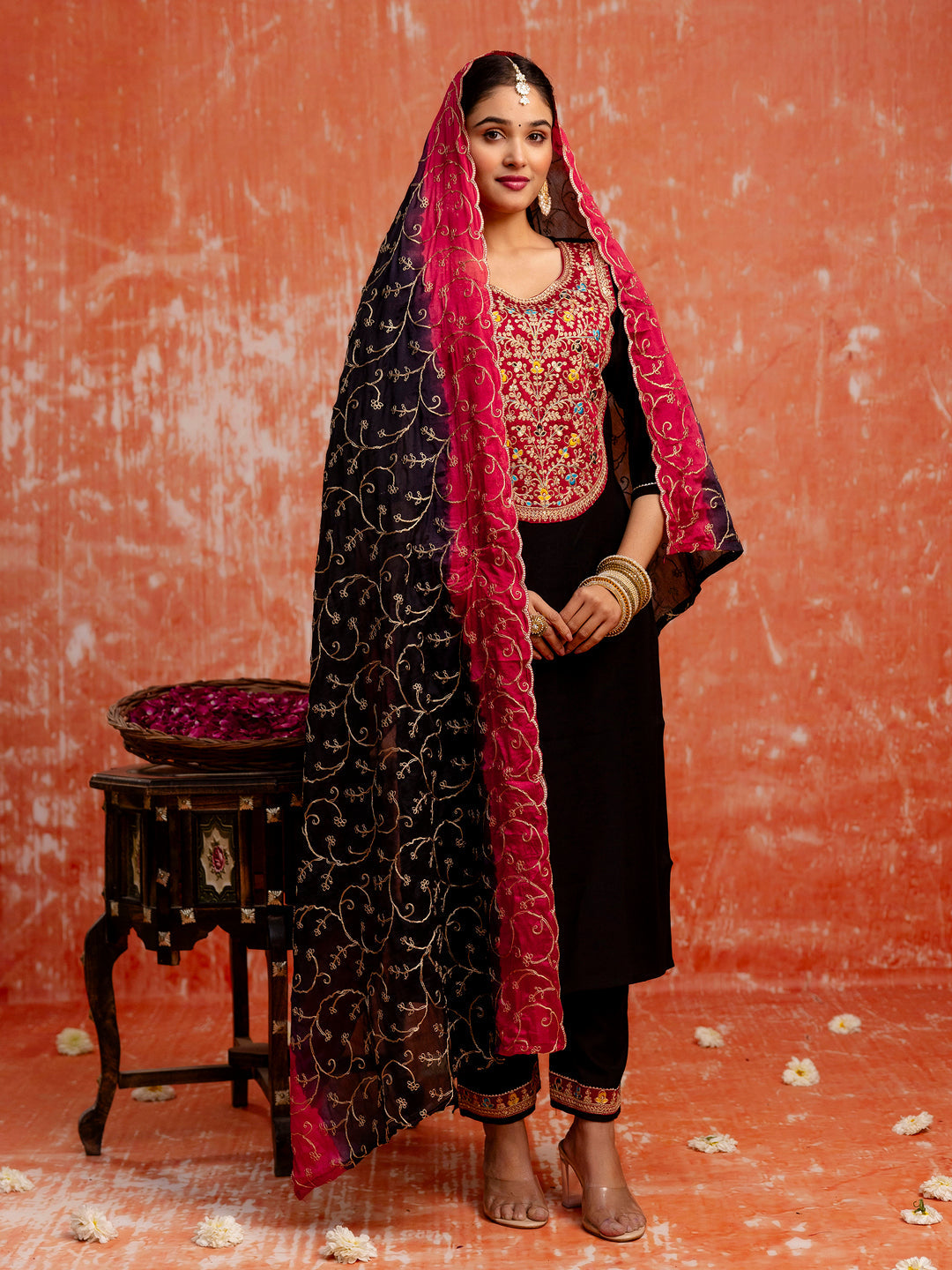 Women Silk Blend Kurta Pant Dupatta Set - FitVibe Fashion