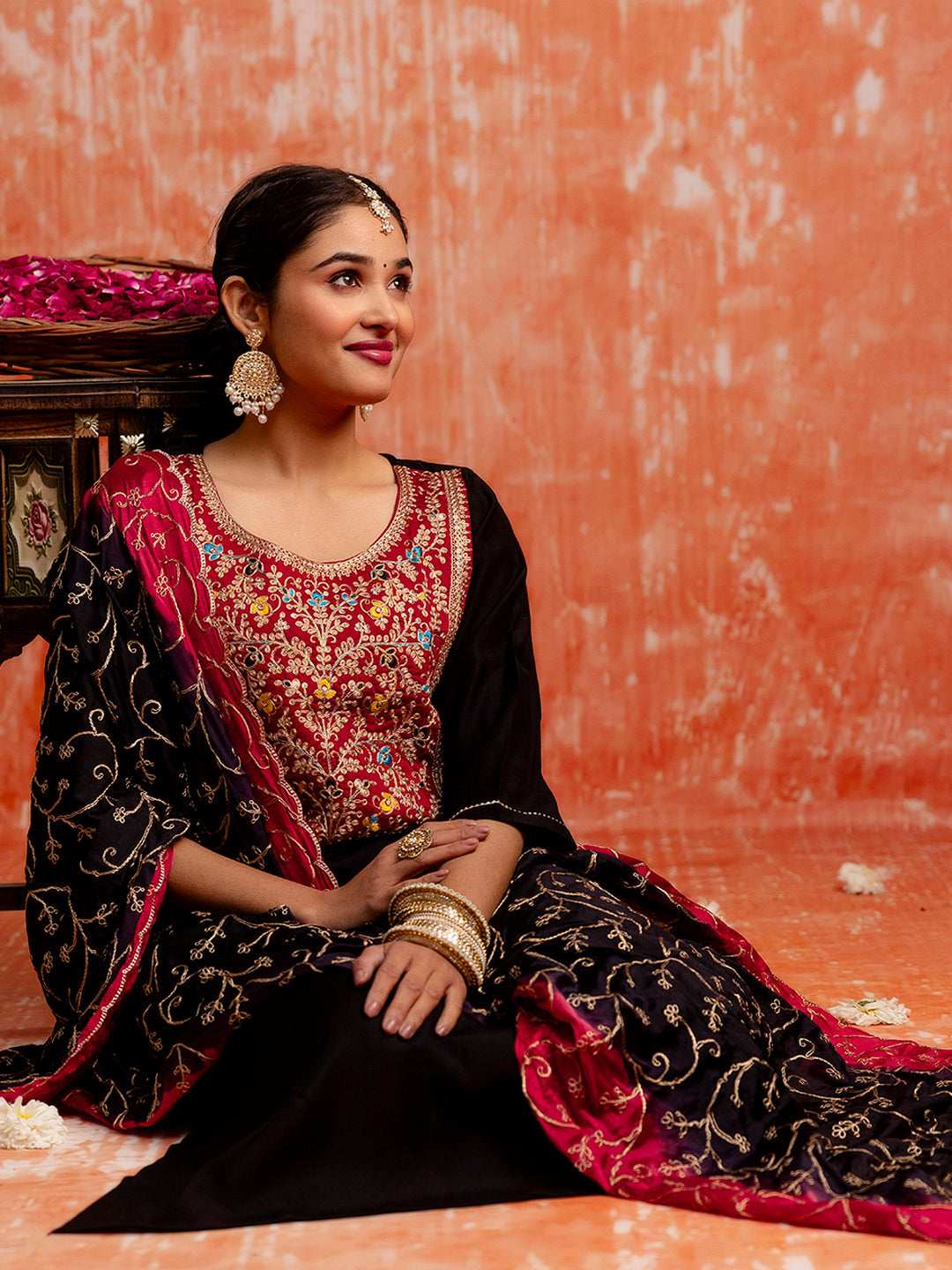 Women Silk Blend Kurta Pant Dupatta Set - FitVibe Fashion