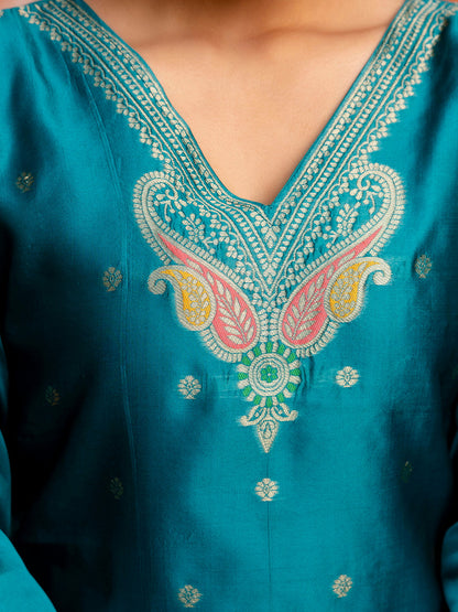 Padmavati Women Silk Blend Kurta Pant Dupatta Set - FitVibe Fashion