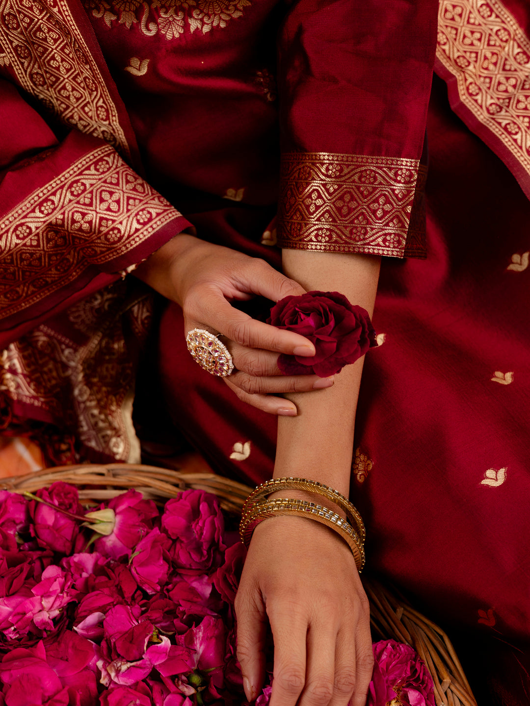 Malika Women Silk Blend Kurta Pant Dupatta Set - FitVibe Fashion