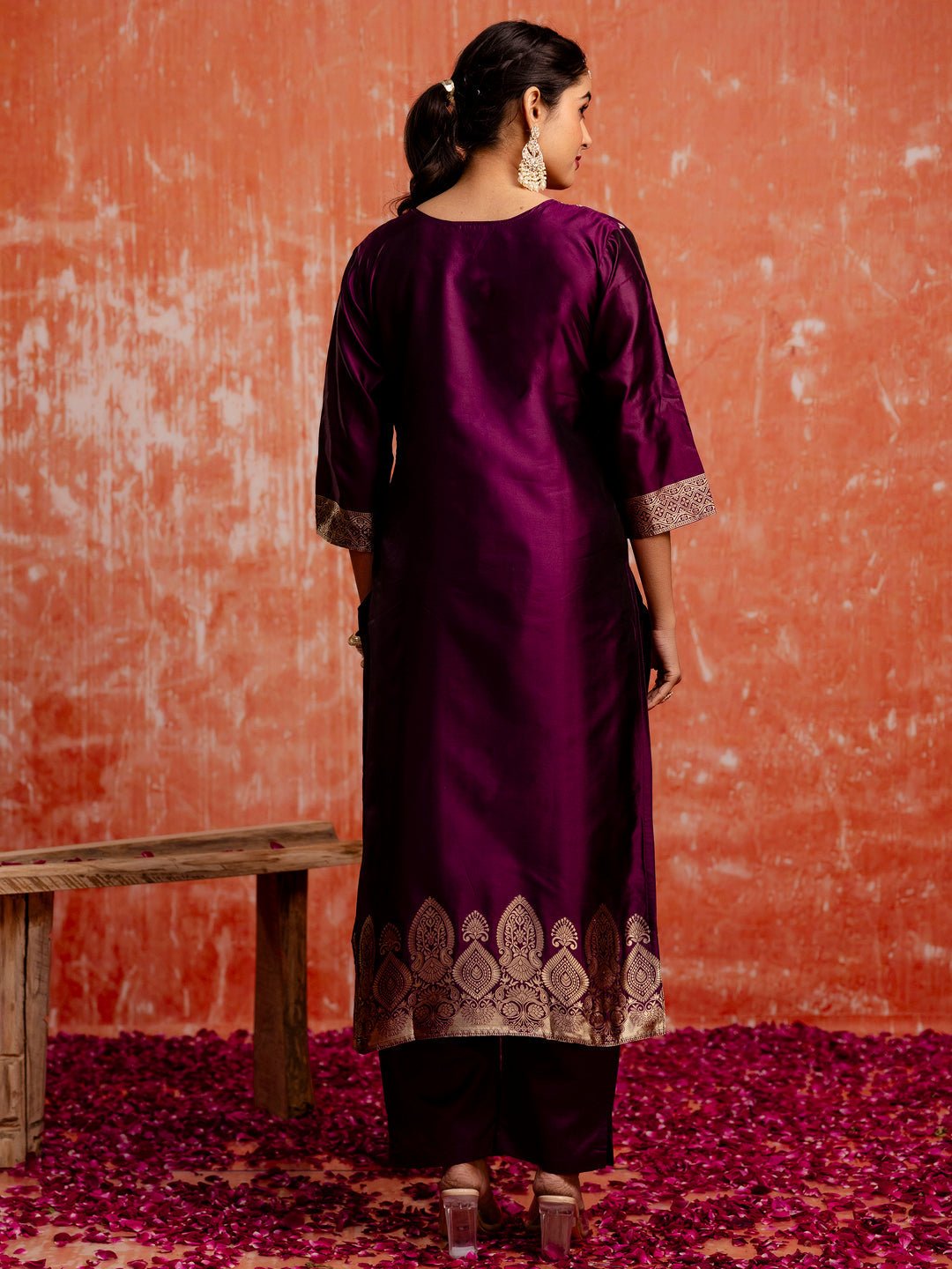 Malika Women Silk Blend Kurta Pant Dupatta Set - FitVibe Fashion