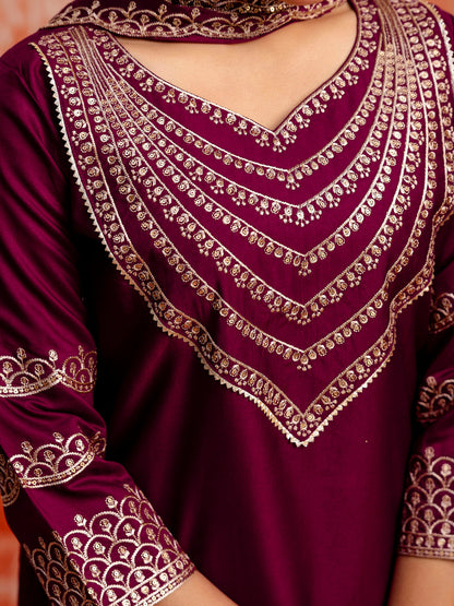 Prerna Women Silk Blend Kurta Pant Dupatta Set - FitVibe Fashion