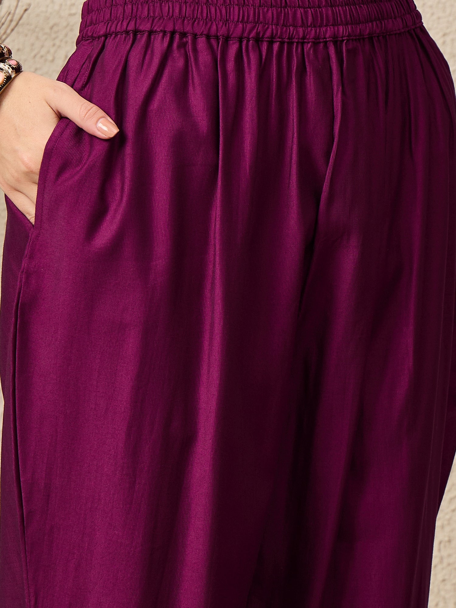 Kamya Purple Ethnic Motifs Embroidered Straight Kurta with Trousers & Dupatta - FitVibe Fashion
