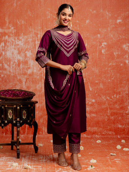 Prerna Women Silk Blend Kurta Pant Dupatta Set - FitVibe Fashion