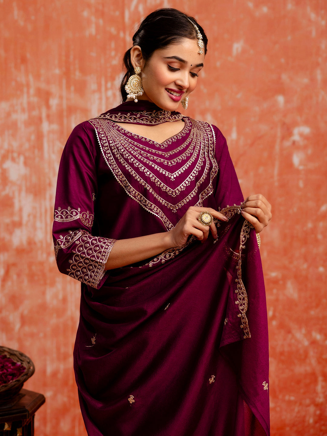 Prerna Women Silk Blend Kurta Pant Dupatta Set - FitVibe Fashion