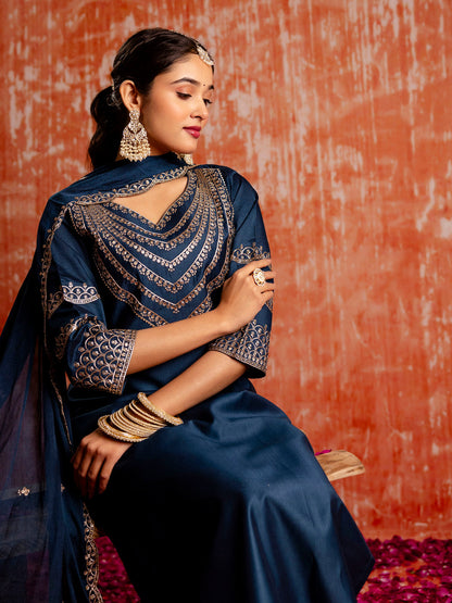 Prerna Women Silk Blend Kurta Pant Dupatta Set - FitVibe Fashion