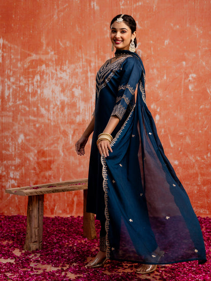 Prerna Women Silk Blend Kurta Pant Dupatta Set - FitVibe Fashion