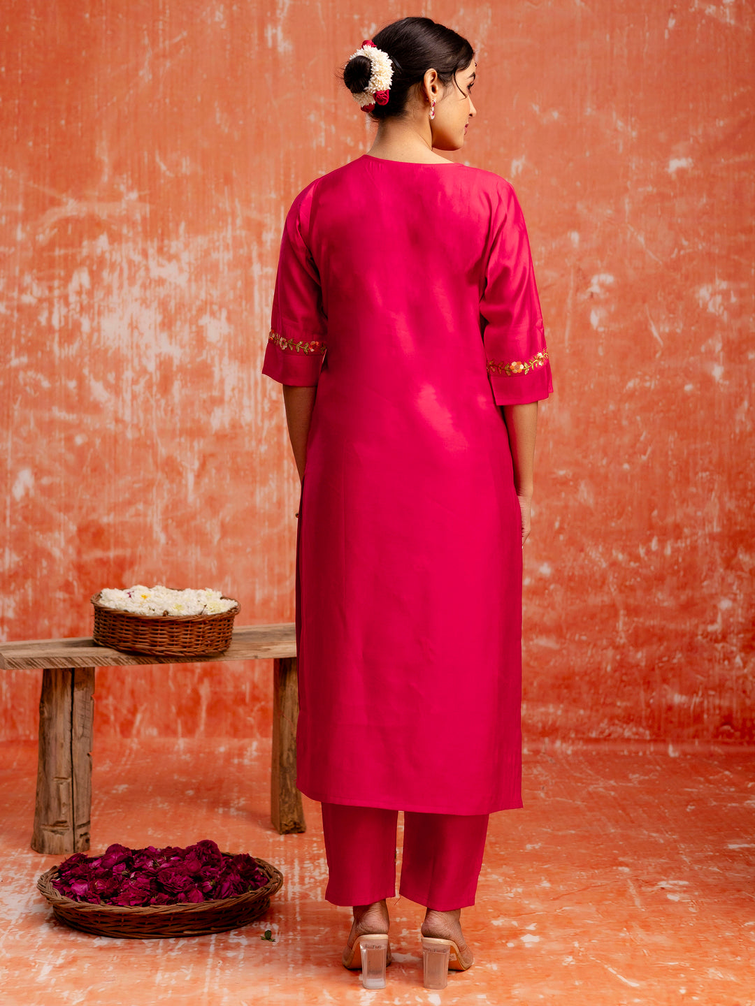 Women's Viscose Rayon Embroidered Kurta Pant Set with Organza Dupatta Modern and Traditional Blend Ethnic Wear Set - FitVibe Fashion