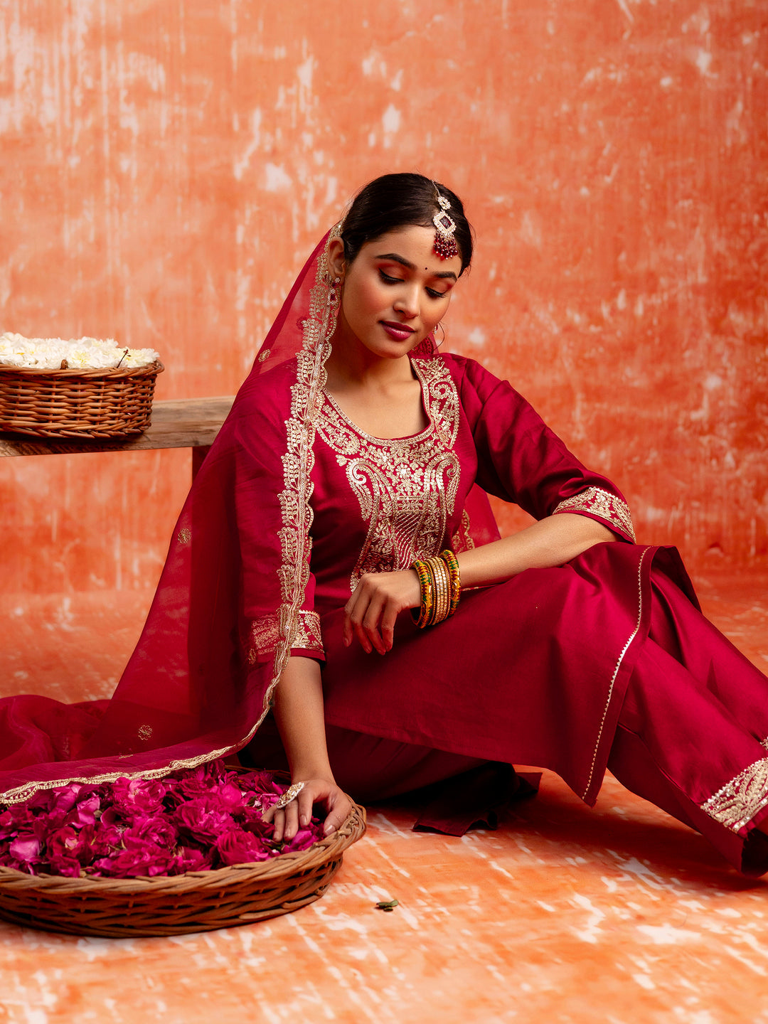 Myra Women Silk Blend Kurta Pant Dupatta Set - FitVibe Fashion