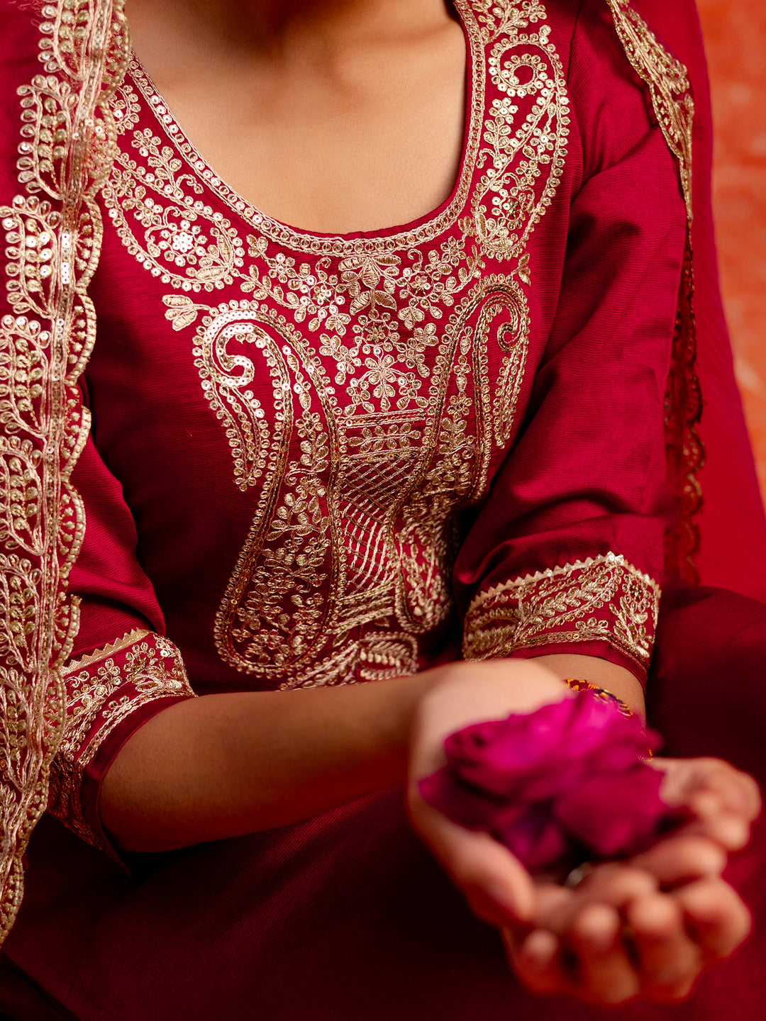 Myra Women Silk Blend Kurta Pant Dupatta Set - FitVibe Fashion