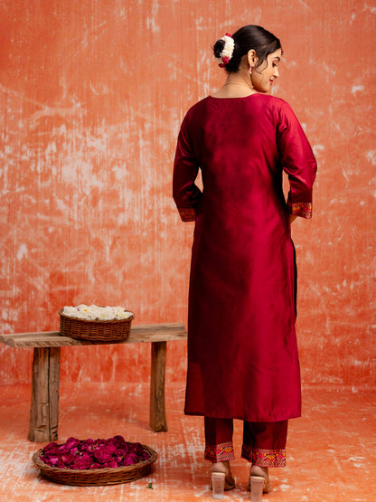 Ritika Women Silk Blend Kurta Pant Dupatta Set - FitVibe Fashion