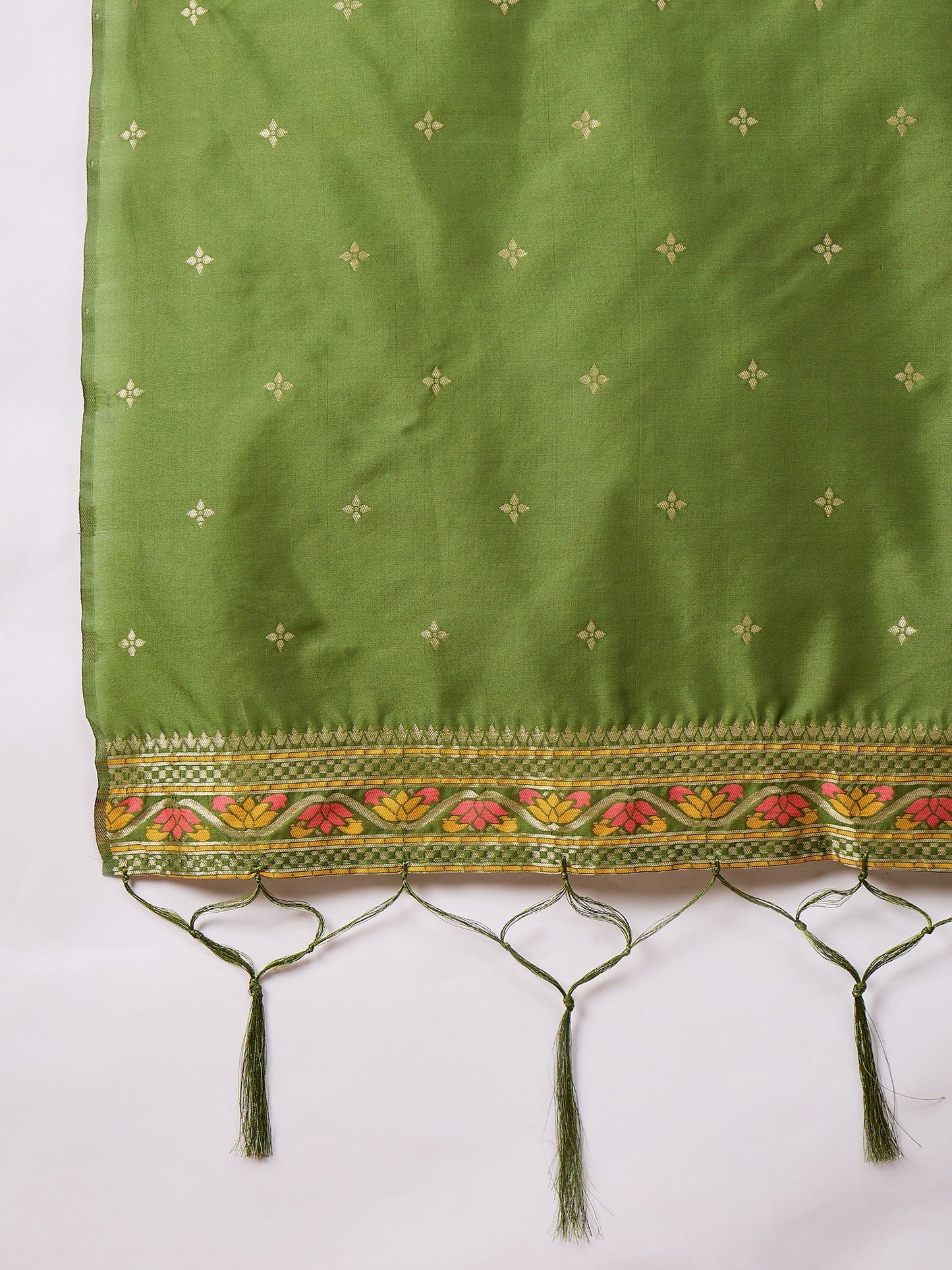 Kahani Women Mehndi Yoke Design Silk Blend Straight Suit With Dupatta - FitVibe Fashion