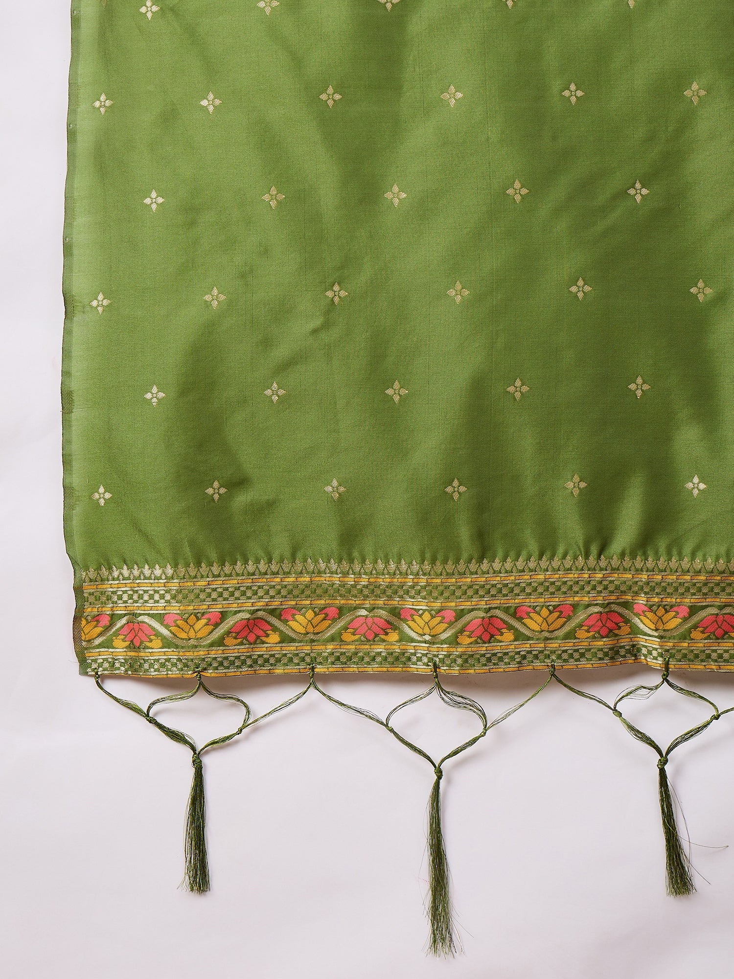 Kahani Women Mehndi Yoke Design Silk Blend Straight Suit With Dupatta - FitVibe Fashion