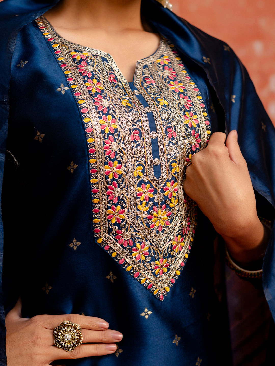 Ritika Women Silk Blend Kurta Pant Dupatta Set - FitVibe Fashion