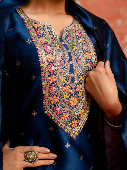 Ritika Women Silk Blend Kurta Pant Dupatta Set - FitVibe Fashion