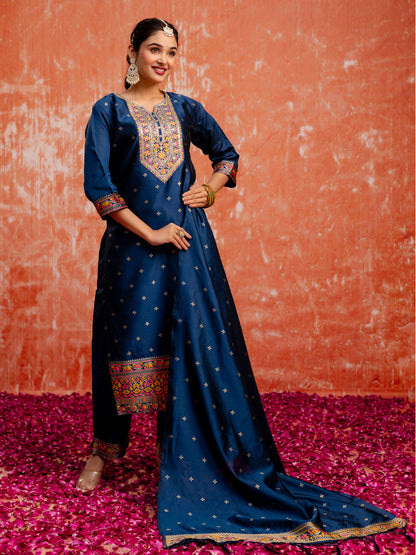 Ritika Women Silk Blend Kurta Pant Dupatta Set - FitVibe Fashion