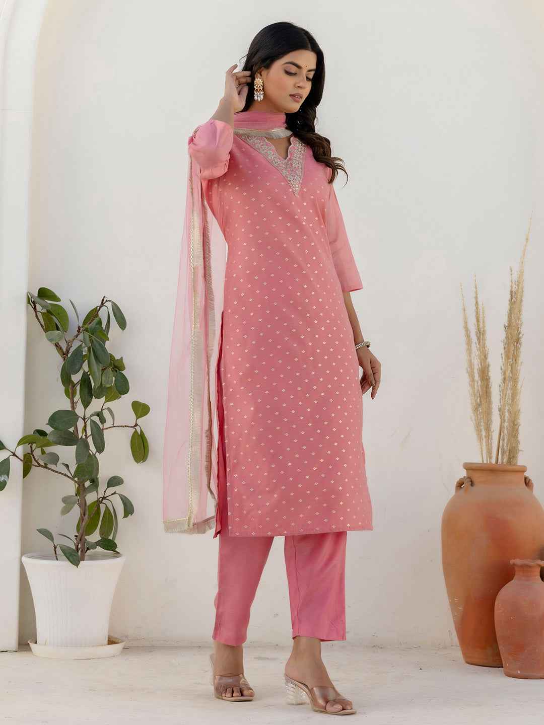 Akrita Women Silk Blend Kurta Pant Dupatta Set