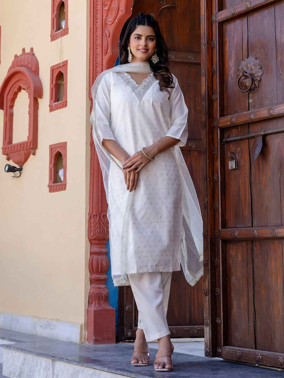 Akrita Women Silk Blend Kurta Pant Dupatta Set