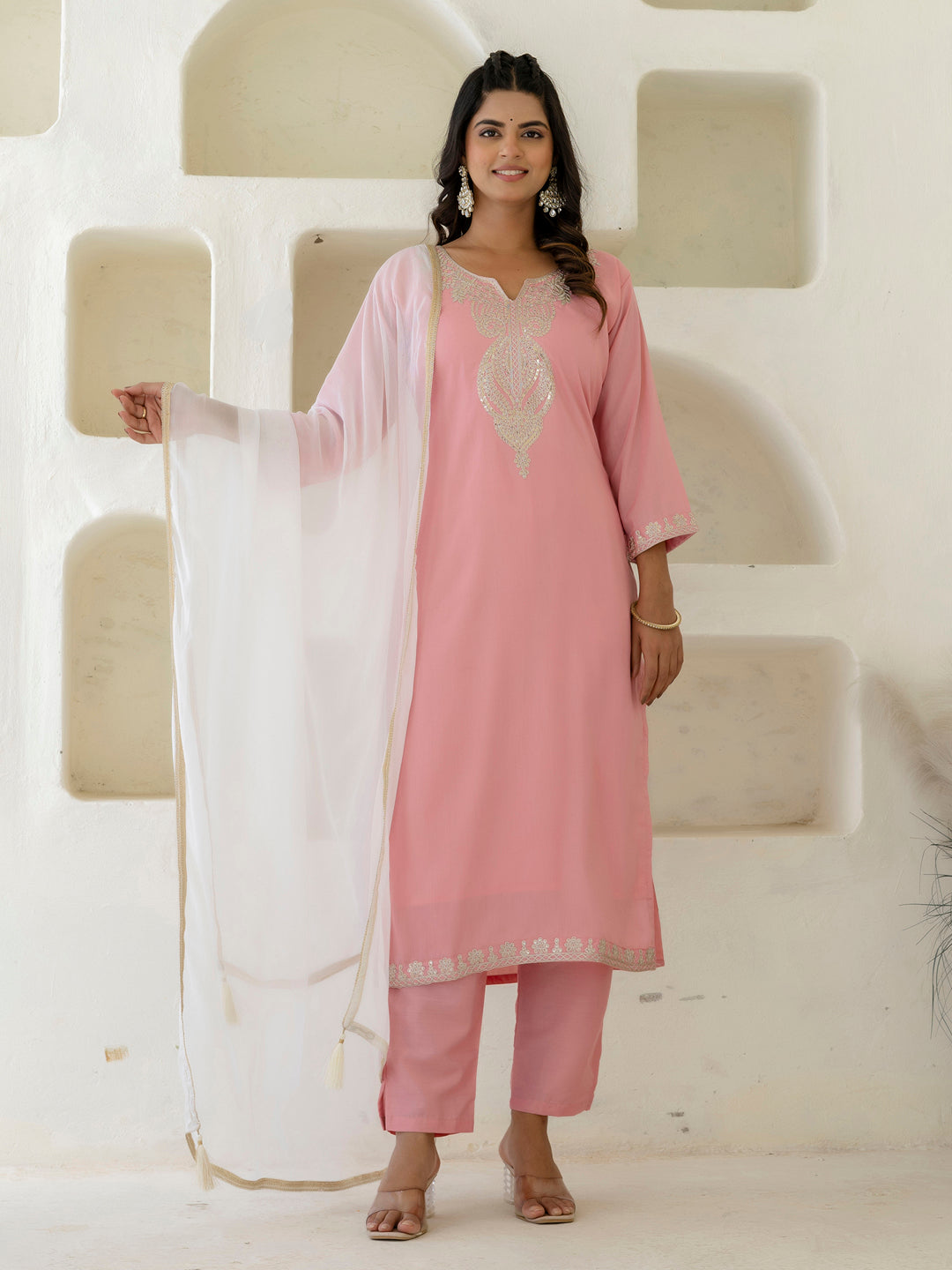 Kriti Silk Blend Women Kurta Pant with Dupatta Sets With Embroidery - FitVibe Fashion