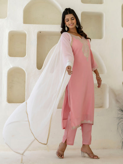 Kriti Silk Blend Women Kurta Pant with Dupatta Sets With Embroidery - FitVibe Fashion