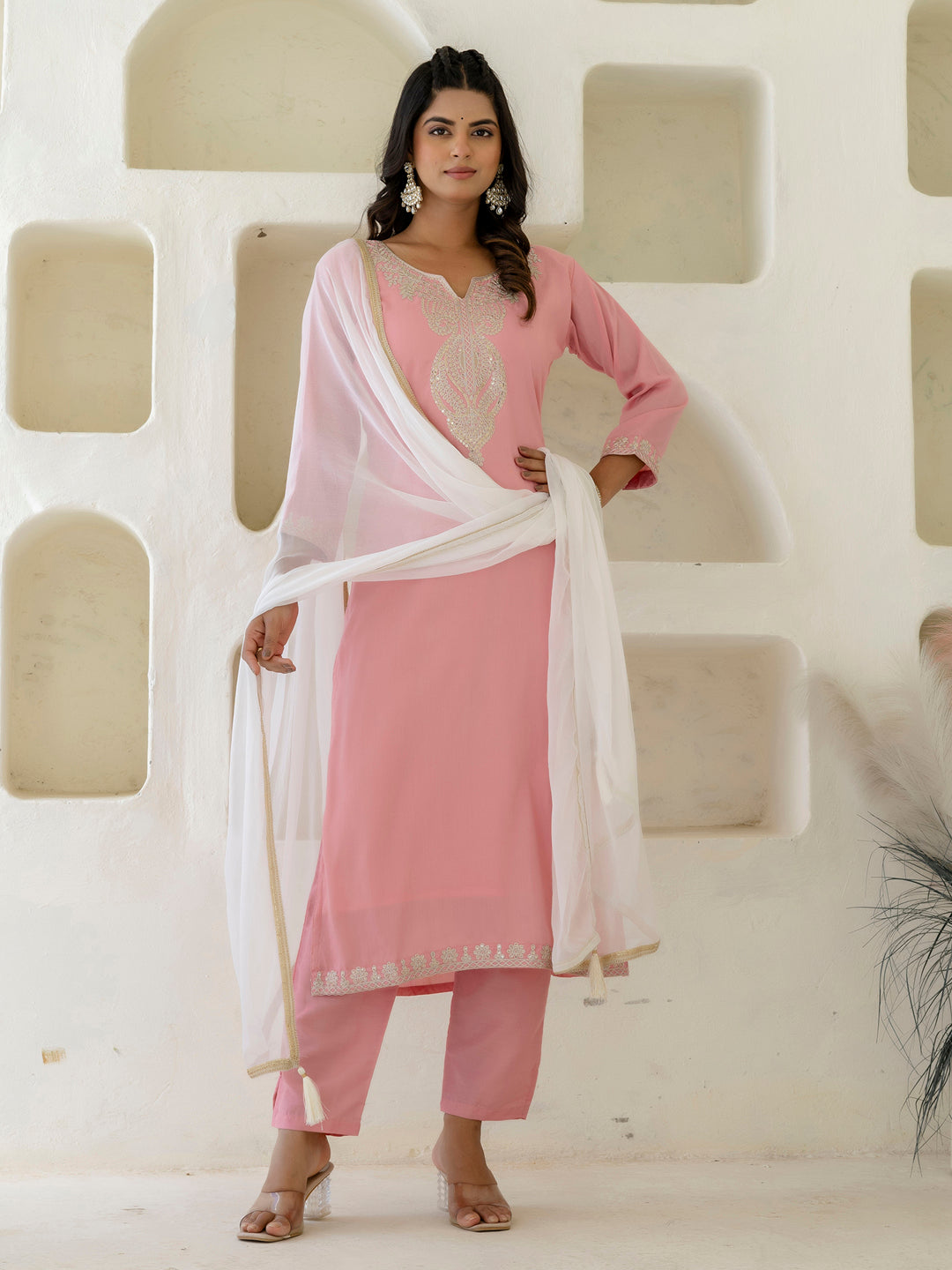 Kriti Silk Blend Women Kurta Pant with Dupatta Sets With Embroidery - FitVibe Fashion