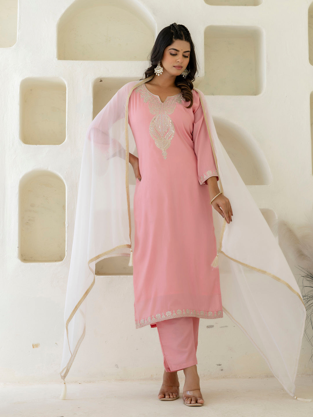 Kriti Silk Blend Women Kurta Pant with Dupatta Sets With Embroidery - FitVibe Fashion