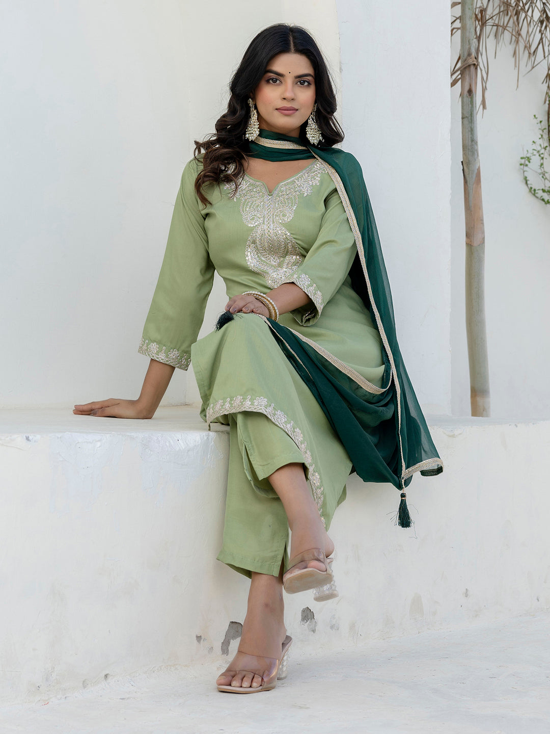 Kriti Silk Blend Women Kurta Pant with Dupatta Sets With Embroidery - FitVibe Fashion