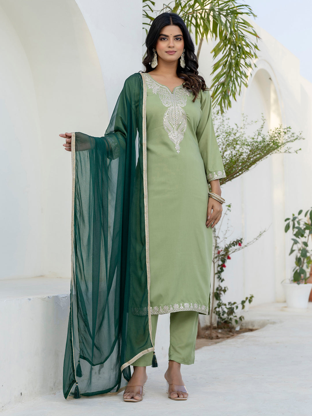 Kriti Silk Blend Women Kurta Pant with Dupatta Sets With Embroidery - FitVibe Fashion