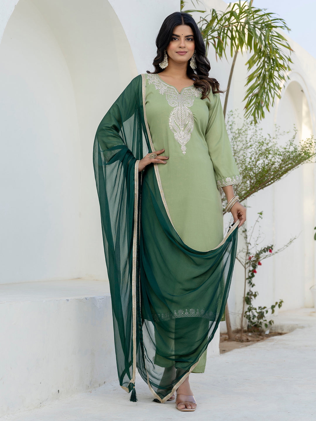 Kriti Silk Blend Women Kurta Pant with Dupatta Sets With Embroidery - FitVibe Fashion