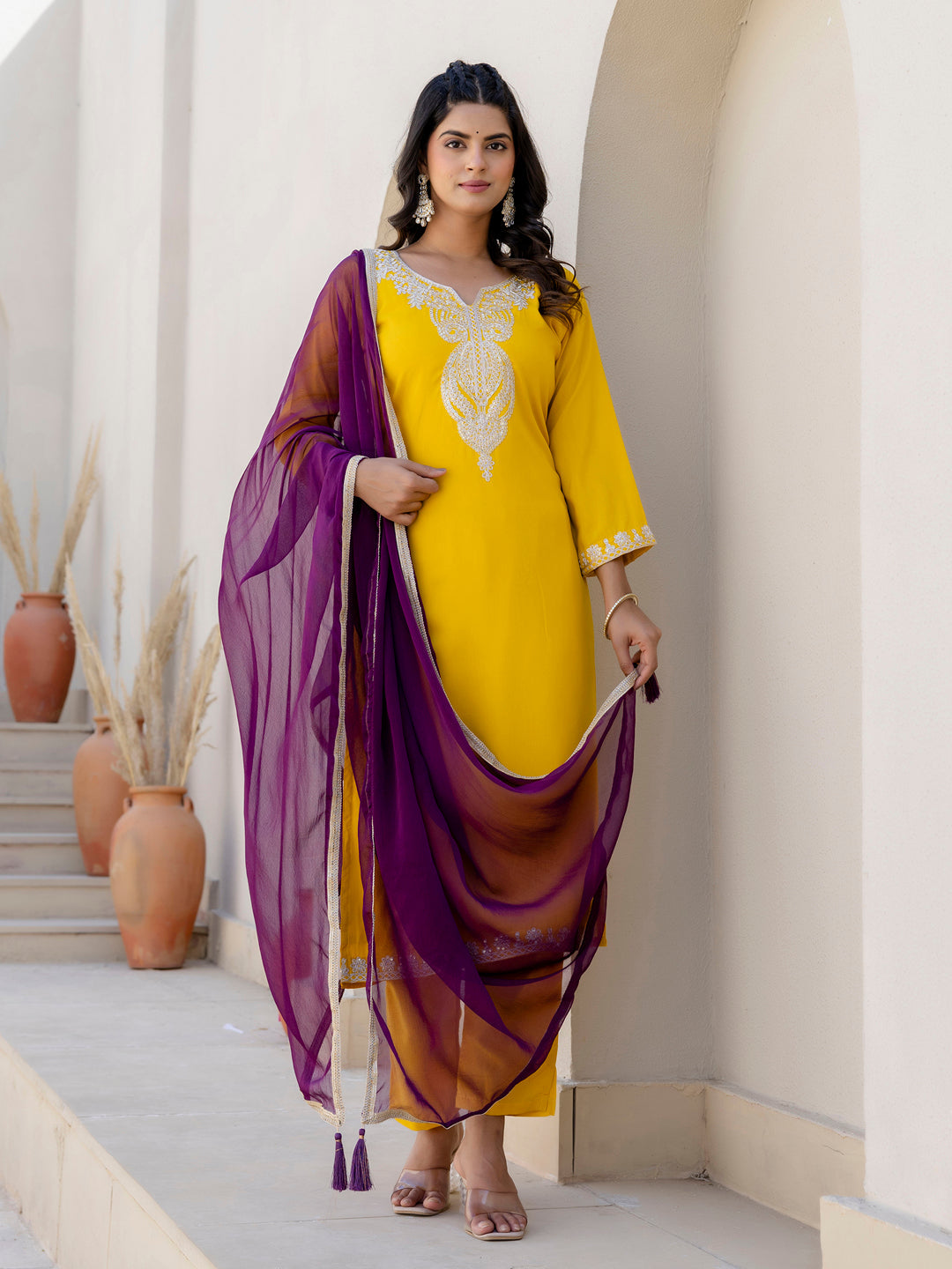 Kriti Silk Blend Women Kurta Pant with Dupatta Sets With Embroidery - FitVibe Fashion