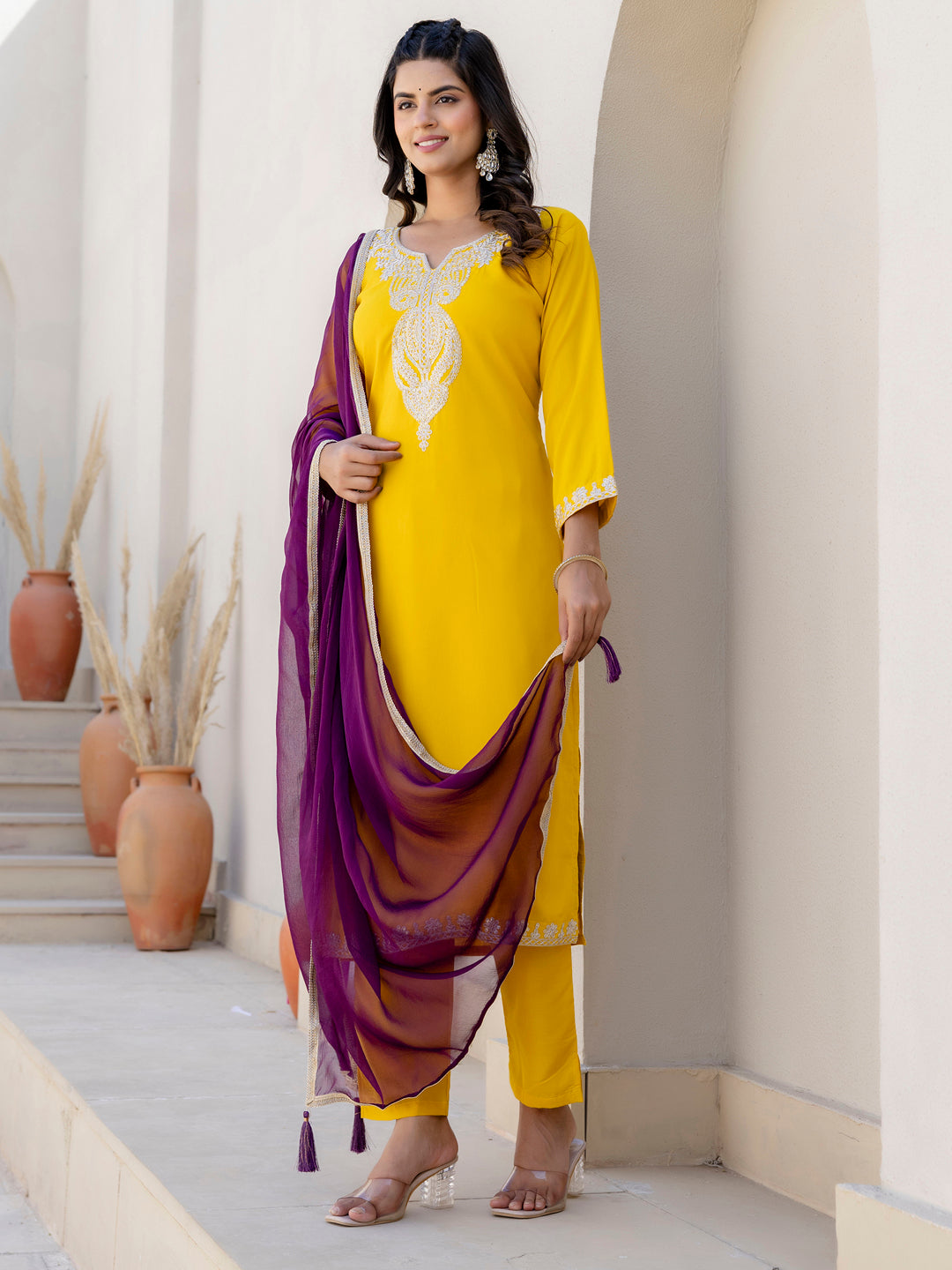 Kriti Silk Blend Women Kurta Pant with Dupatta Sets With Embroidery - FitVibe Fashion