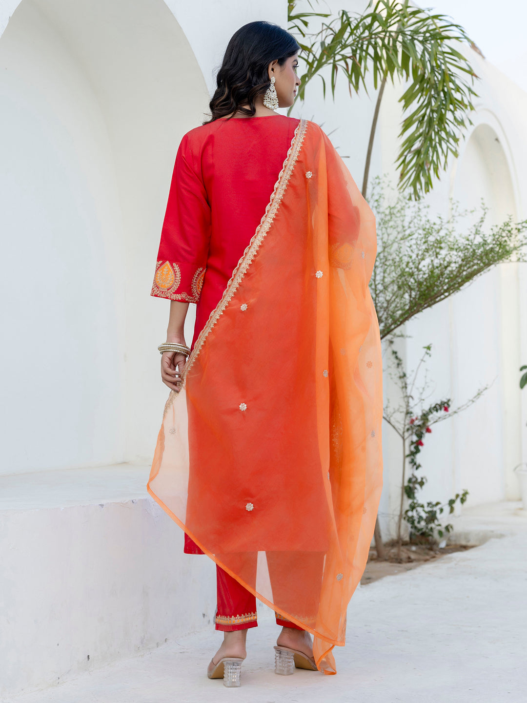 Vastra Women Kurta and Pant Dupatta Sets Viscose Rayon Fabrics with Embroidery - FitVibe Fashion