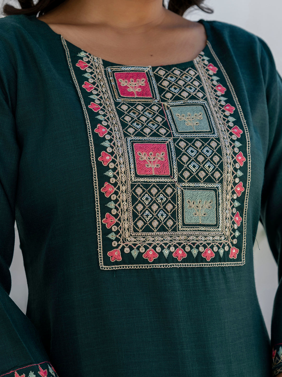 Meher Women Kurta and Trousers Pant Sets Cotton Blend - FitVibe Fashion